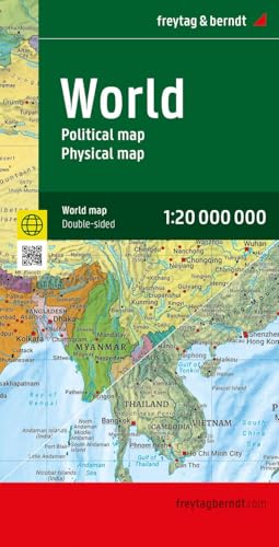 World Map, Political - Physical, English, folded Map : 1:20.000.000