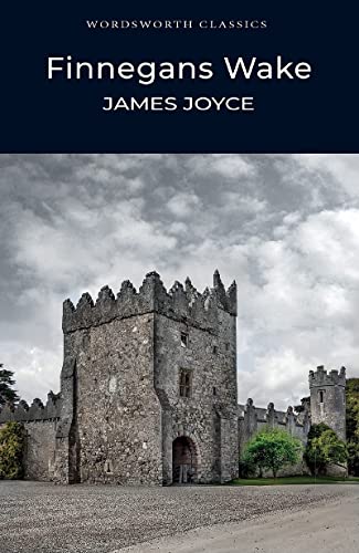 Book cover of Finnegans Wake by James Joyce featuring a stone castle under clouds.