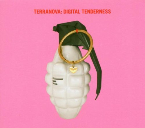 CD cover: white grenade with a heart pin on pink background.