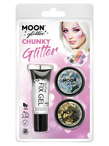 Smiffys Moon Glitter Holographic Chunky Glitter,