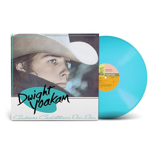 Dwight Yoakam album cover with a light blue vinyl record on a white background.