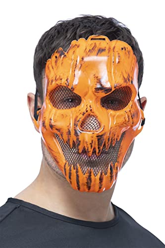 Smiffys 52820 Pumpkin Mask, On Elastic, Unisex Adult, Orange, One Size