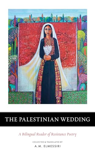 Book cover featuring a woman in traditional Palestinian dress amidst trees.
