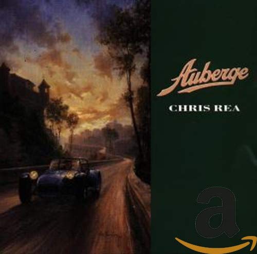 Chris Rea’s “Auberge” CD cover: car on a road at sunset.