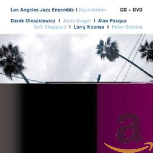 CD cover for "The Los Angeles Jazz - Expectation" with palm trees.