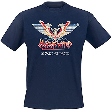 Hawkwind Men's Sonic Attack (Navy) T-Shirt Blue - blue - S