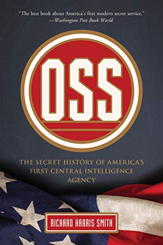 Book cover for "OSS" with a red and white circular logo and American flag.