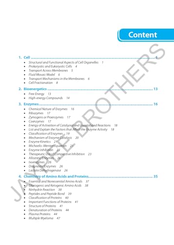 Table of contents from biochemistry textbook for medical students.