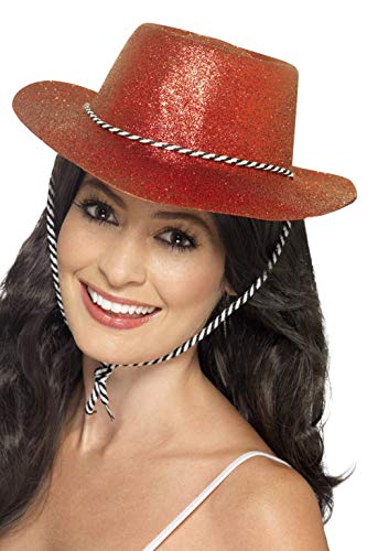 Cowboy Glitter Hat Red Adult Size