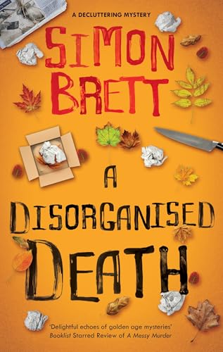 Book cover with orange background, title, authorBB author, a knife, leaves, and paper.
