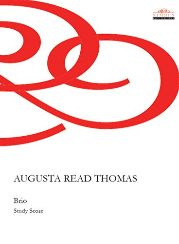 Red abstract design on white cover of “Brio” study score.