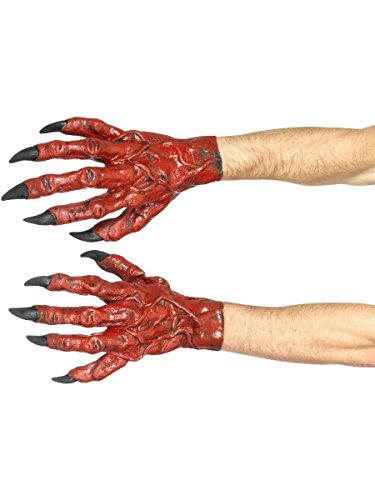 Smiffys 45081 Latex Devil Hands, Red, One Size