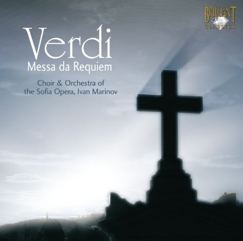 CD cover for Verdi's Requiem featuring a silhouetted cross and choir text.