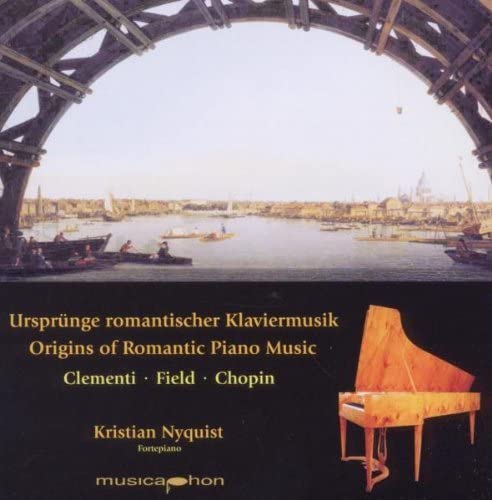 CD cover: waterfront scene with boats, piano, and German/English text.