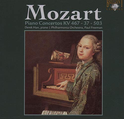 CD cover featuring a portrait of Mozart at a harpsichord.