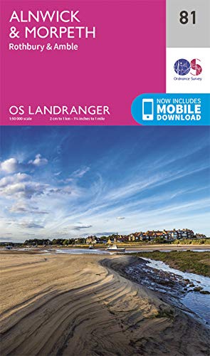 Alnwick & Morpeth Map | Rothbury & Amble | Ordnance Survey | OS Landranger Map 81 | England | Walks | Cycling | Days Out | Maps | Adventure