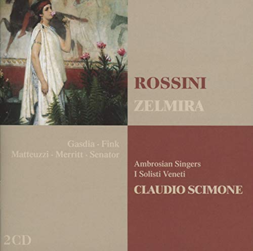 CD cover for Rossini’s Zelmira, featuring a woman in classical attire.