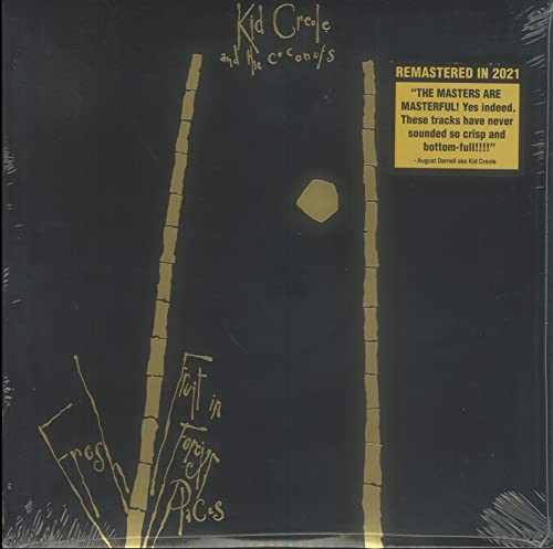 Black vinyl record cover with gold palm trees and text.