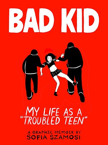 Red book cover with black and white illustration of a struggling teen.