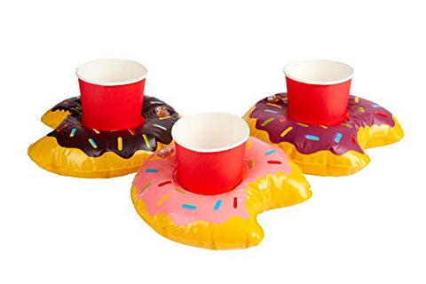 Smiffys 50886 Inflatable Donut Drink Holder Ring, Unisex Adult, Multi-Colour, One Size