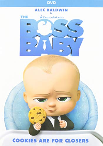 DVD cover for "The Boss Baby" featuring a stern-looking baby in a suit.