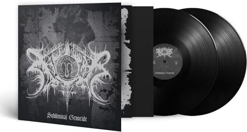 Xasthur vinyl record, black cover with ornate white skull design, and black discs.