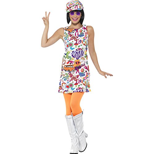 Smiffys 60s Groovy Chick Costume, Multicolor, M - UK Size 12-14