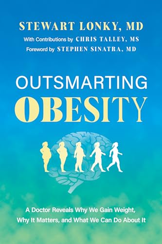 Book cover: “Outsmarting Obesity” with silhouettes and a brain image.