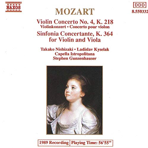 Nishizak - Mozart: Violin Concerto No. 4, K. 218 / Sinfonia Concertante, K. 364 [CD]