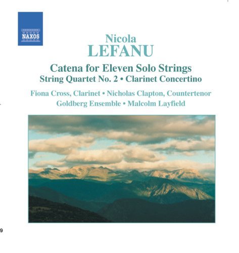 CD cover for Nicola Lefanu’s “Catena” with a mountainous landscape.
