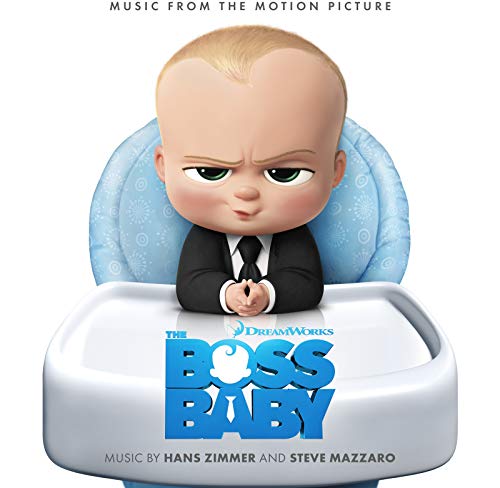 CD cover for "The Boss Baby" soundtrack featuring a baby in a suit.