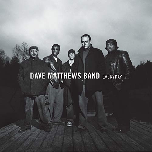 Black and white album cover featuring Dave Matthews Band standing on wood.