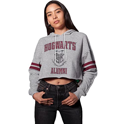 Superheroes Inc. Harry Potter - Hogwarts Alumni (Unisex Heather Grey Cropped Pullover) Large