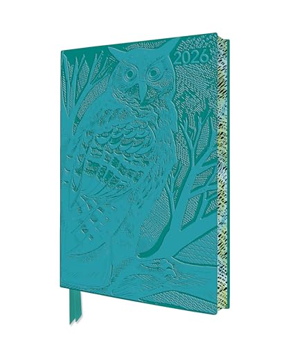 Angela Harding: Long Eared Owl 2026 Artisan Art Vegan Leather Diary Planner - Page to View with Notes