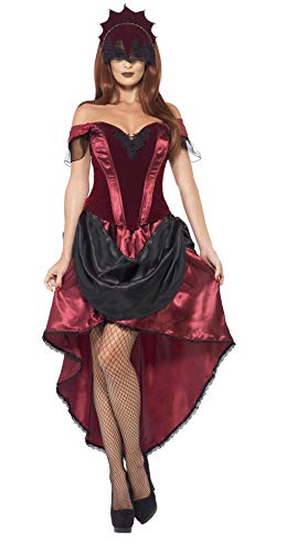 Smiffys Adult Women's Venetian Temptress Costume, Top, Skirt and Headpiece, Carnival of the Damned, Halloween, Size L, 43743