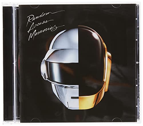 Daft Punk's "Random Access Memories" CD cover featuring a robotic helmet.