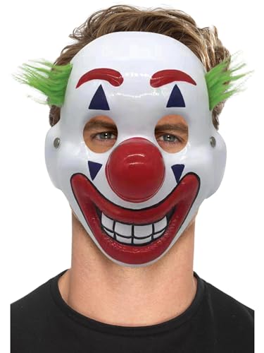 Clown Mask, PVC, with Hair & Elastic Strap