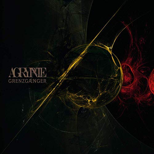 Dark abstract album cover with golden lines and red energy flares.