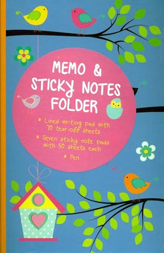 Memo & Sticky Notes Folder: Cute Birds : Small Folder Containing 7 Sticky Notepads, a Tear-Off Lined Writing Pad, and Gel Pen