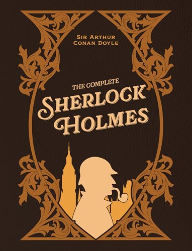 Book cover for “The Complete Sherlock Holmes” with silhouette and ornate frame.