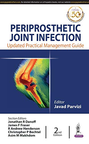 Book cover: "Periprosthetic Joint Infection" with a knee implant image.