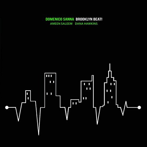 CD cover: white skyline graphic over black, text “Domenico Sanna Brooklyn Beat!”.