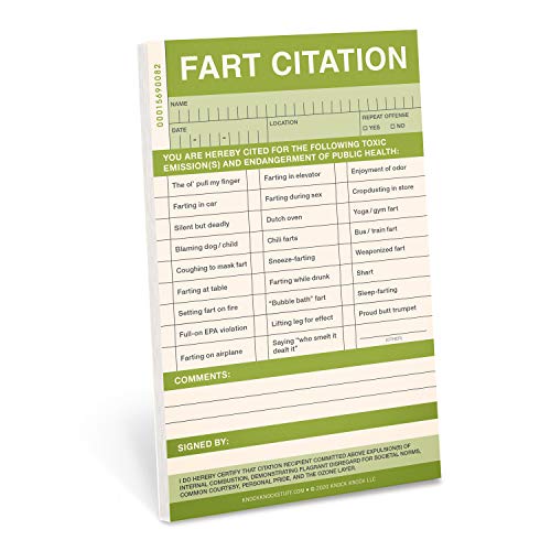 Knock Knock Fart Sticky Citation, Sticky Note Pad, 4 x 6.5-inches