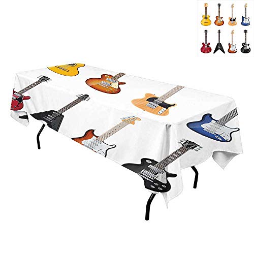 Kangkaishi Guitar,waterproof Tablecloths,a Wide Variety Of String Instruments Realistic Musical Pattern Jazz Blues Acoustic,home Decoration Outdoor,w60 X L84 Inch Multicolor [BLU-RAY]
