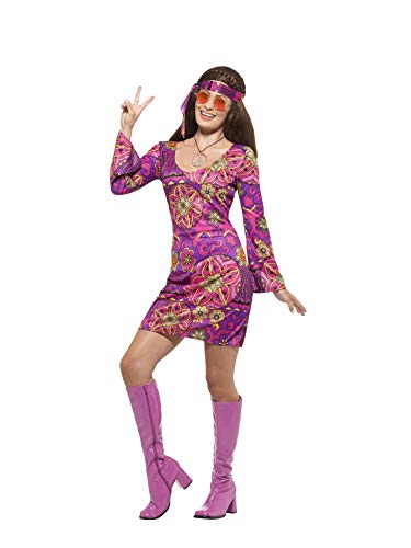Smiffys Hippie Chick Costume, Multicolor, S - UK Size 08-10