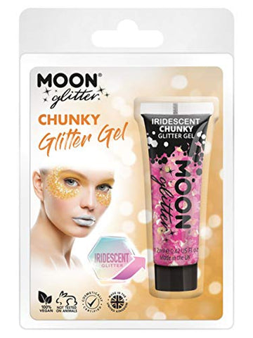 Smiffys Moon Glitter Iridescent Chunky Glitter Gel, Pink