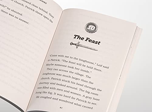 Open book page with chapter title “The Feast” and a sword illustration.