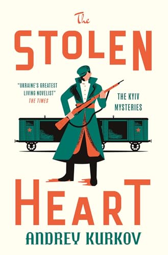 Book cover: man with rifle stands before dark train cars.