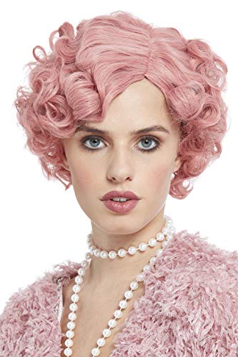 Smiffys Deluxe 20s Flirty Flapper Wig, Pastel Pink
