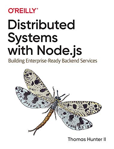 Book cover with title, Node.js, and a detailed illustration of a dragonfly.